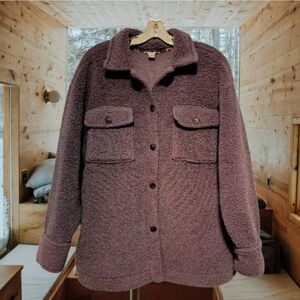 M💜Weatherproof Shacket Plush Teddy Jacket - Deep Purple